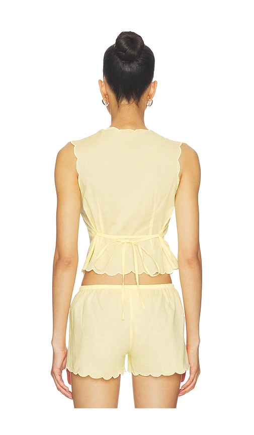  Montce Weste Mit Muschelsaum X Elsa Hosk Scalloped Vest Top In Yellow. Größe S. Also In Xs, M, L, Xl. 