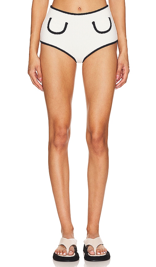 Shop Montce Swim X Olivia Culpo Binded Polly Bikini Bottom In Cream Terry Rib