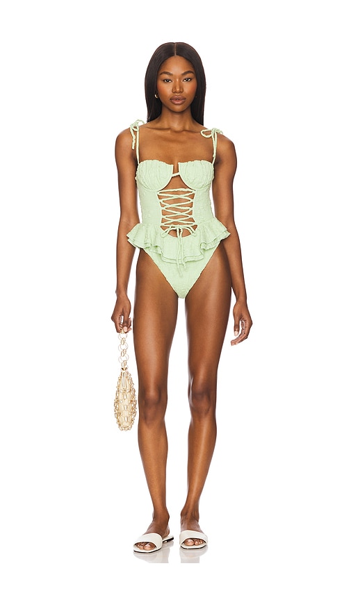 Ruffle Petal Lace One Piece in Mint. - size S (also in L, M, XS)