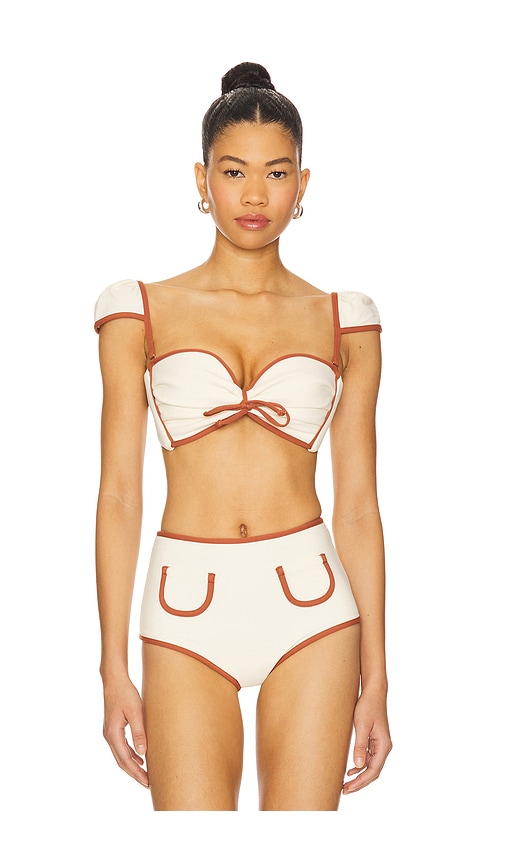 Cabana Bows Bikini Top in Cream. - size L (also in M, S, XL, XS) - Montce Swim - Modalova