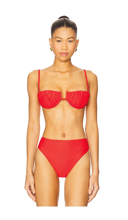 Petal Bikini Top in Red. - size XS (also in L, M, S)
