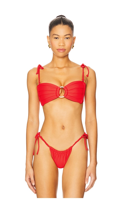 Montce Swim Tori Ties Bandeau Bikini Top In Red