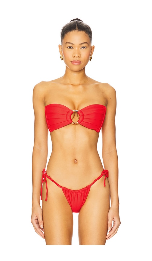 Montce Swim Tori Ties Bandeau Bikini Top In Red