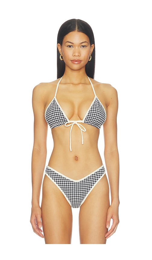 Binded Emma Bikini Top by Montce in Black White Gingham