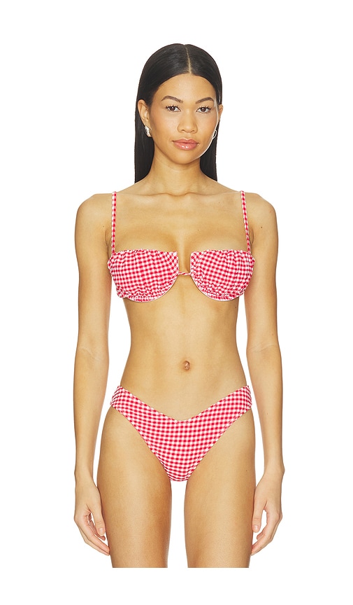 Petal Bikini Top by Montce in Red Micro Gingham