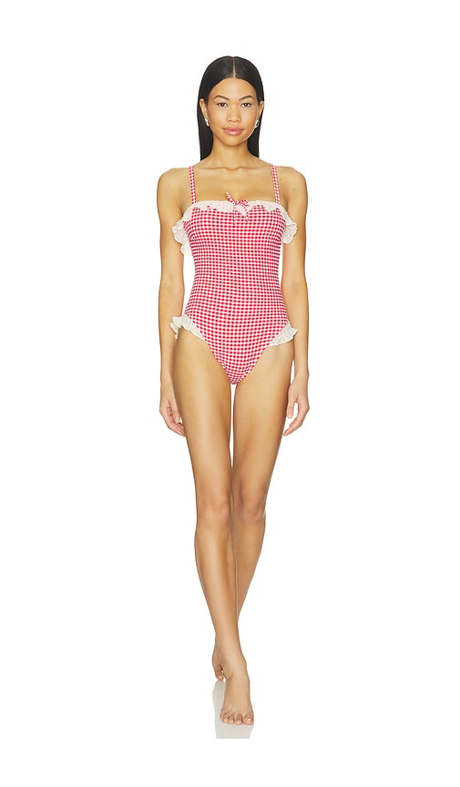 Jacelyn Ruffle One-piece by Montce in Red Micro Gingham