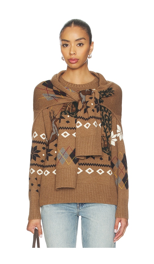Monse Fair Isle Crewneck Sweater With Scarf
