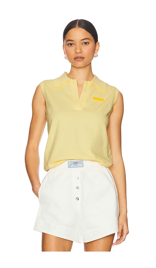 Knitted Polo Top in Yellow. - size L (also in M, S, XS) - Monse - Modalova