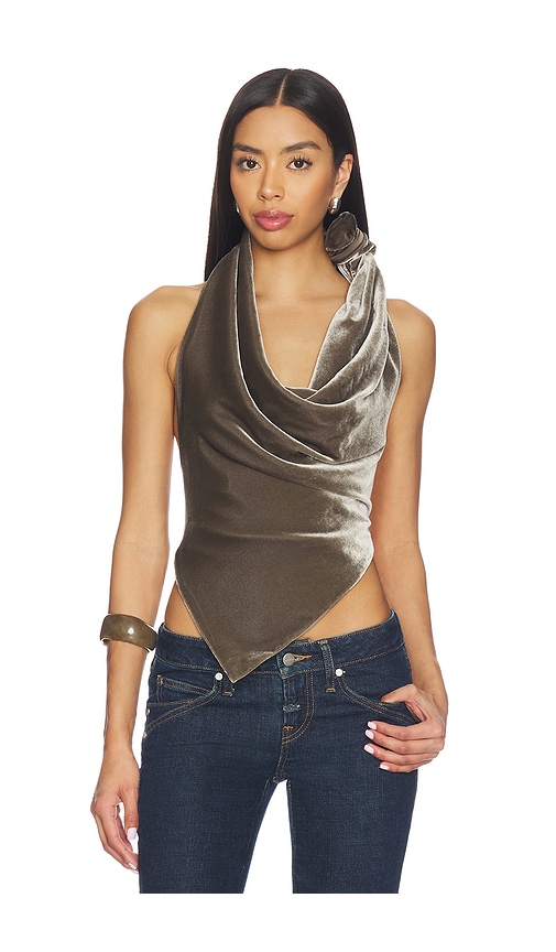 Monse Velvet Leather Strap Halter Top