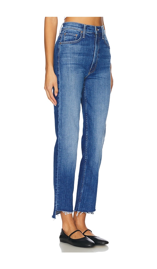 Mother High Waisted Rider Ankle Step Fray In Blue