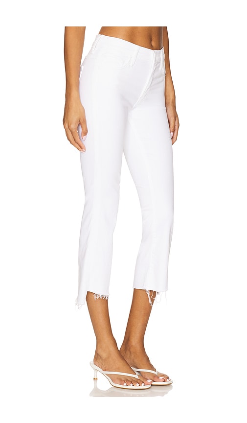 Mother Lil' Petite Insider Crop Step Fray In White