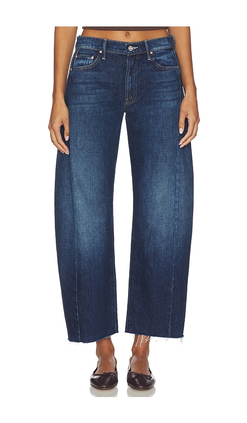 MOTHER Lil' Petite Mid Rise Full-pipe Flood Fray Jeans in Unplugged