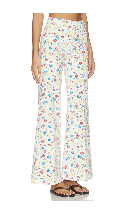 Mother Hustler Roller Patch Pocket Floral-print High-rise Bootcut Jeans In Multi