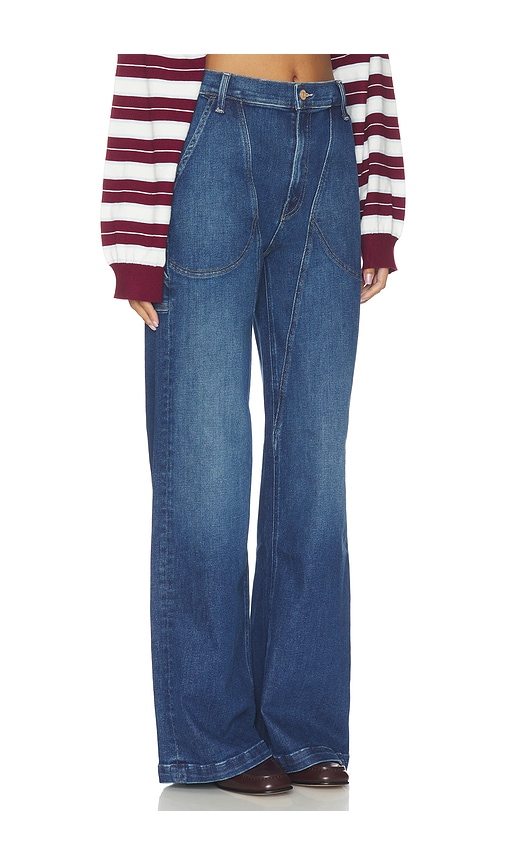 Mother Tomcat Roller Skimp High-waisted Wide-leg Jeans In Perfectly Imperfect In Blue