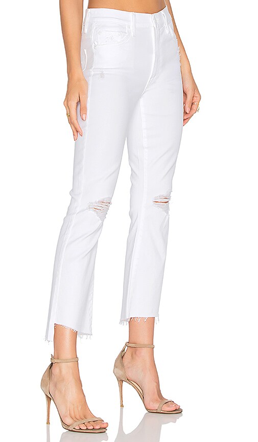 mother insider crop step fray white