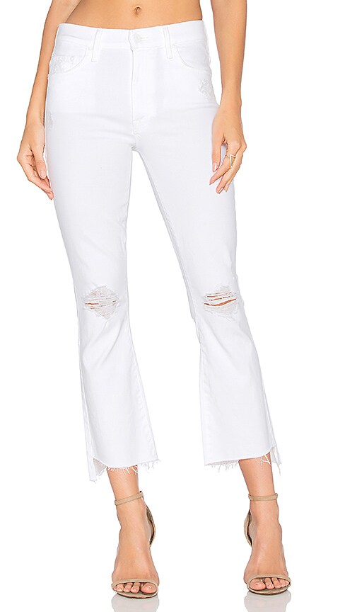 mother insider crop step fray white