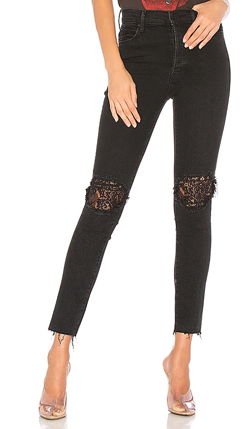 MOTHER The Super Stunner Ankle Fray in Baa Baa Black Sheep