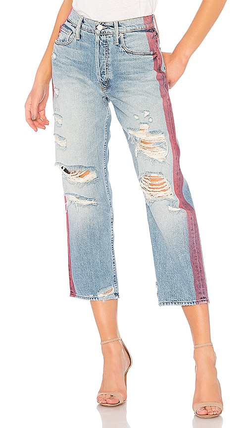 mother jeans with stripe