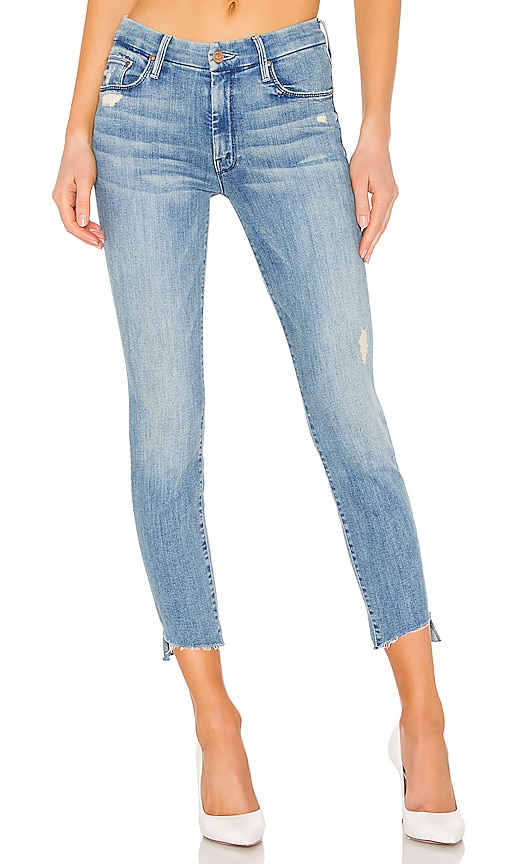 mother the looker ankle step fray jeans