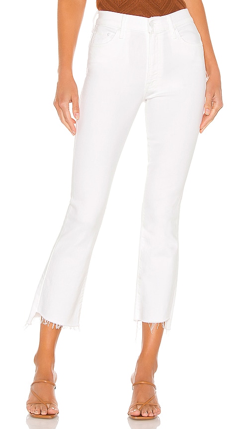 mother insider crop step fray white