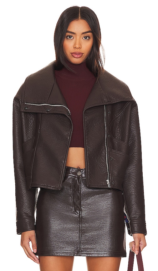 Mother The Count Chocula Faux-leather Jacket In Brown