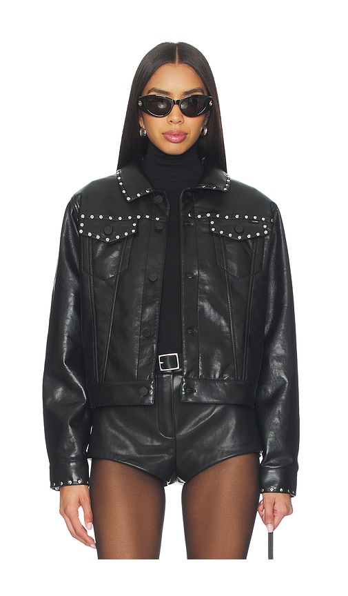 Mother The Bruiser Faux Leather Biker Jacket Black In Black