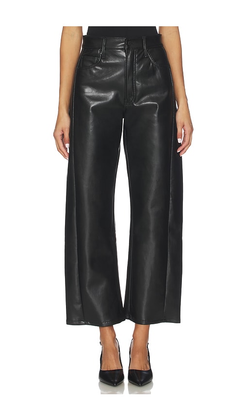 Mother The Half Pipe Flood High Waist Coated Leather Pants In Black