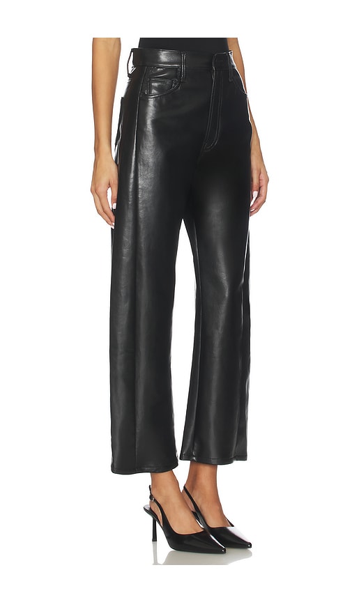 Mother The Half Pipe Flood High Waist Coated Leather Pants In Black