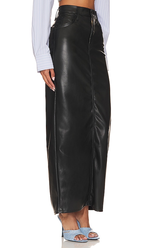 Shop Mother X Revolve The Mid Rise Faux Leather Column Skirt In Wax On  Wax Off Black