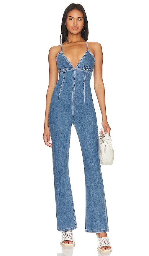 More To Come Chiara Tie Back Jumpsuit In Blue