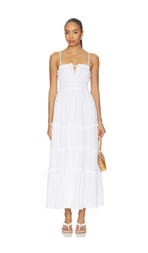 henley flared corset dress White Floral Print Fit and Flare Dress – Olivia Dress main image 1