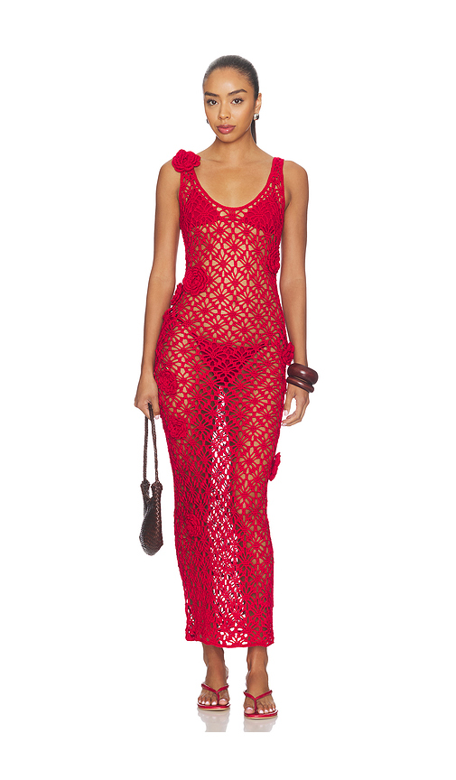 crochet dress revolve ANDREEVA Crochet Dress in Rose