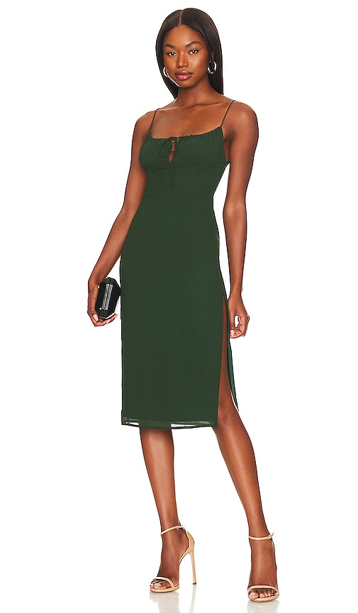 More To Come Claudia Cami Midi Dress In Forest Green