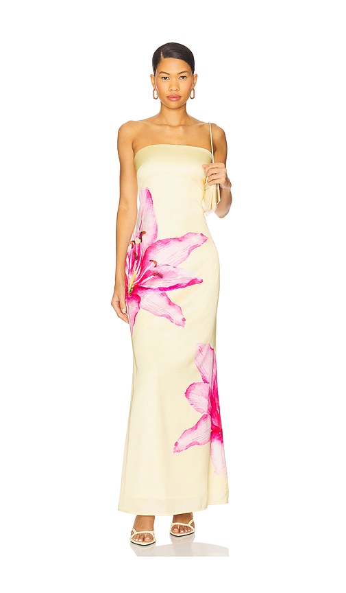 More To Come Lyza Strapless Maxi Dress In Yellow
