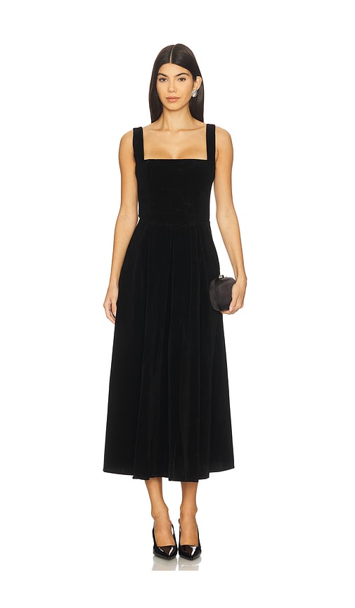 More To Come Cinthia Velvet Midi Dress In Black