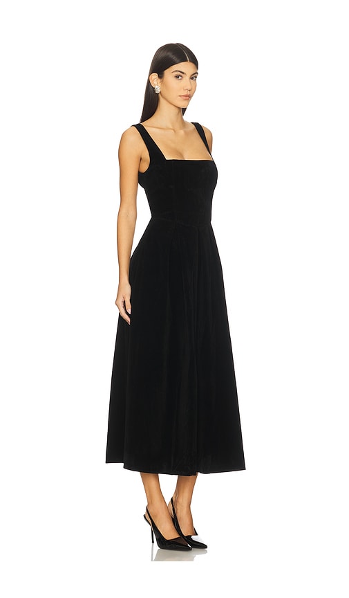 More To Come Cinthia Velvet Midi Dress In Black
