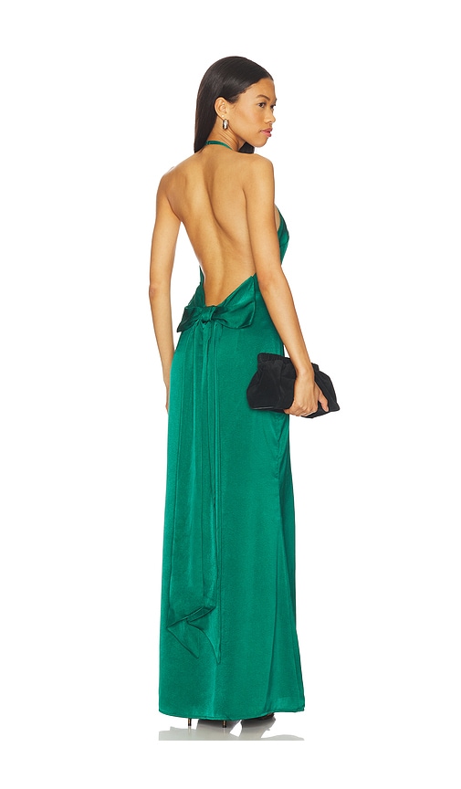 More To Come Piper Bow Back Gown In Green