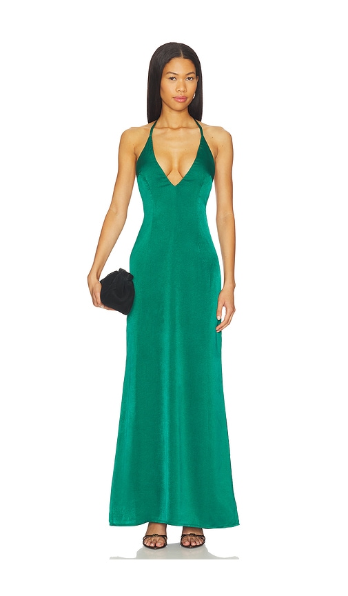 More To Come Piper Bow Back Gown In Green