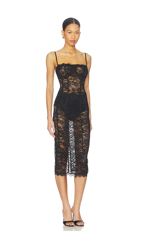 More To Come Esme Corset Midi Dress In Black