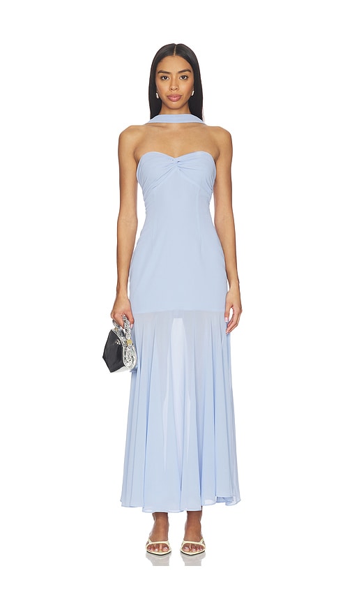 anne with an e blue dress season 3 Sky Blue Multicolor Floral Print Maxi Dress · Filly Flair main image 0