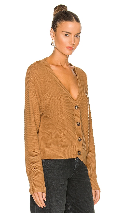 Shop More To Come Harper Deep V Cardigan In Brown