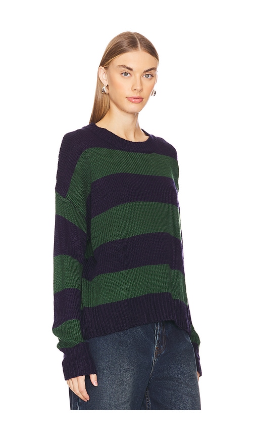 Shop More To Come Leah Crew Neck Sweater In Navy & Green