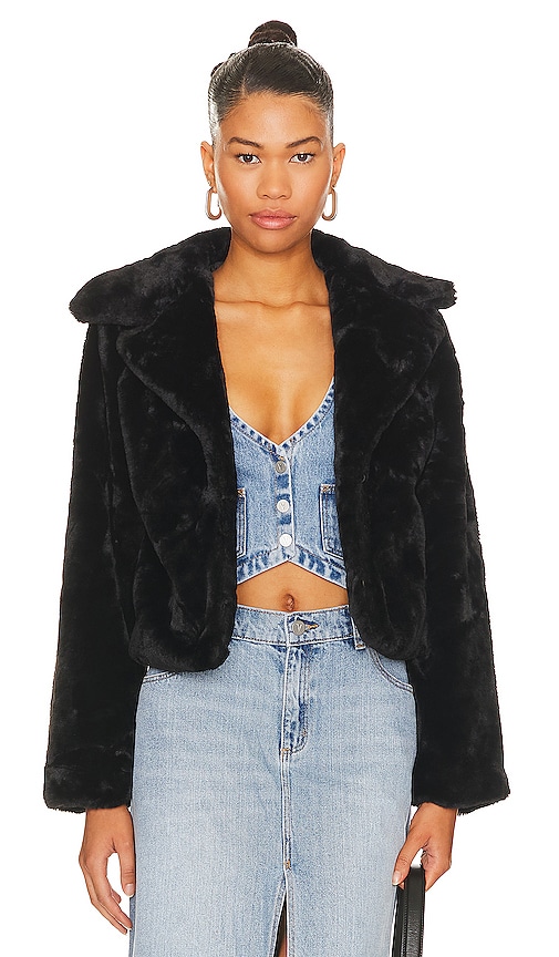More To Come Payton Faux Fur Jacket In Black