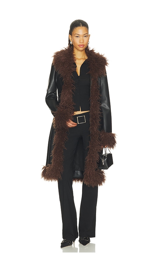 MORE TO COME Athena Shaggy Coat in Black | REVOLVE