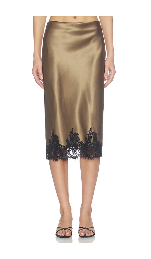 MORE TO COME Bethanie Midi Skirt in Olive. - size M (also in S, XL, XS)