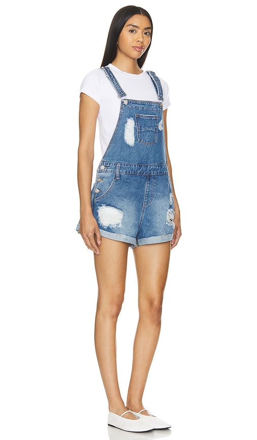 Shop More To Come Pippa Overall Shorts In Blue