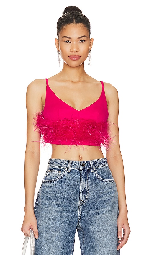 More To Come Maia Feather Top In Pink