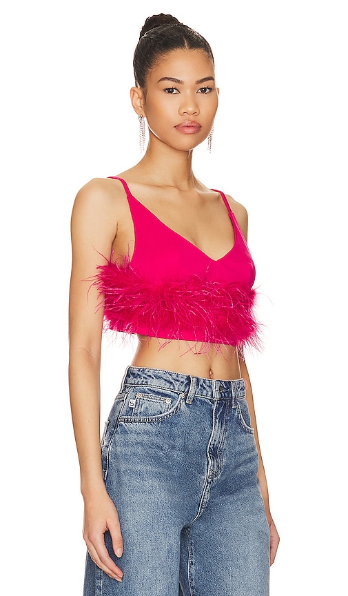Shop More To Come Maia Feather Top In Pink