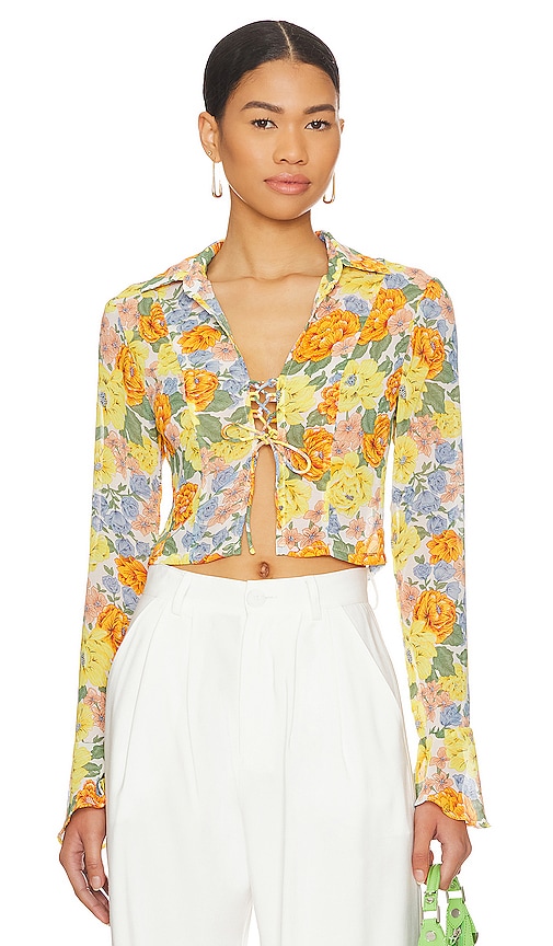 More To Come Robin Ruffle Top In Orange Floral