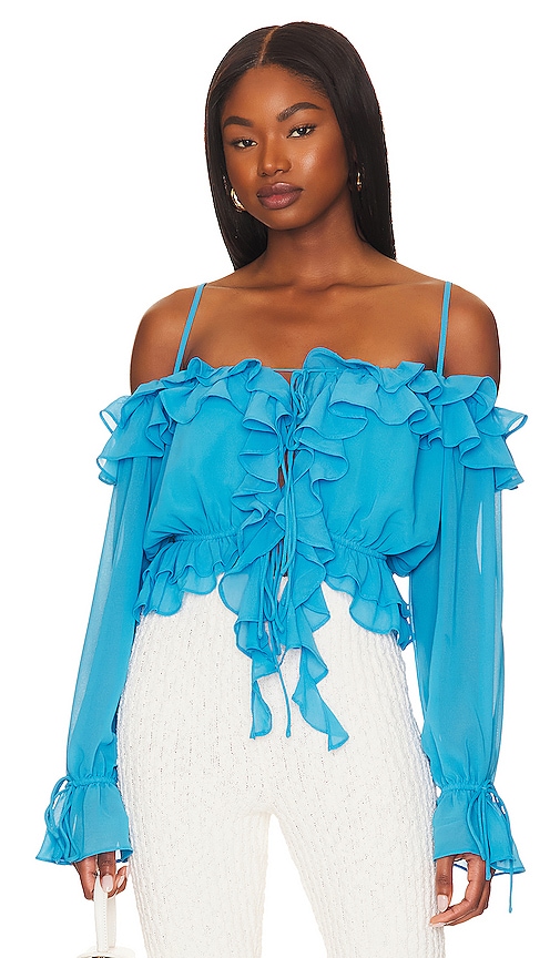 MORE TO COME Amber Ruffle Top in Blue